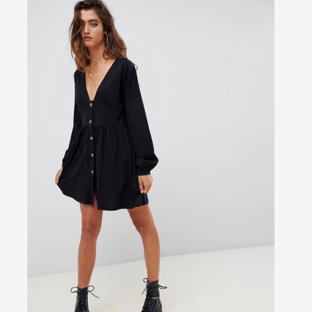 ASOS DESIGN Long Sleeve Smocked Mini Dress